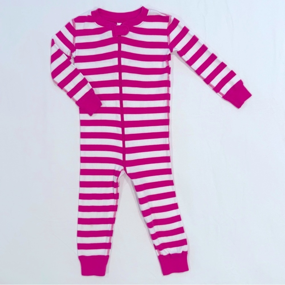 Hanna Andersson Bold Stripe Sleeper Girls 3T 90 cm Power Pink Hanna White Cotton